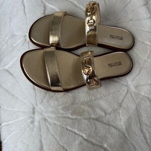Michael Kors Metallic Gold Slip-On Sandals